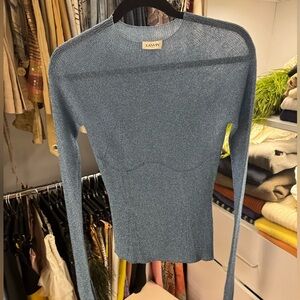 Lanvin Light Blue Shimmery Long-Sleeve Women's Top